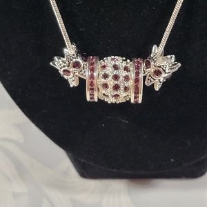 Silvertone Pandora style necklace and charms unmarked